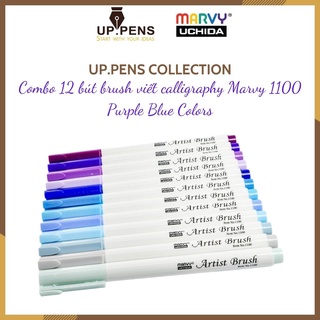 Combo 12 bút brush viết calligraphy Marvy Artist Brush 1100 - Purple Blue Colors