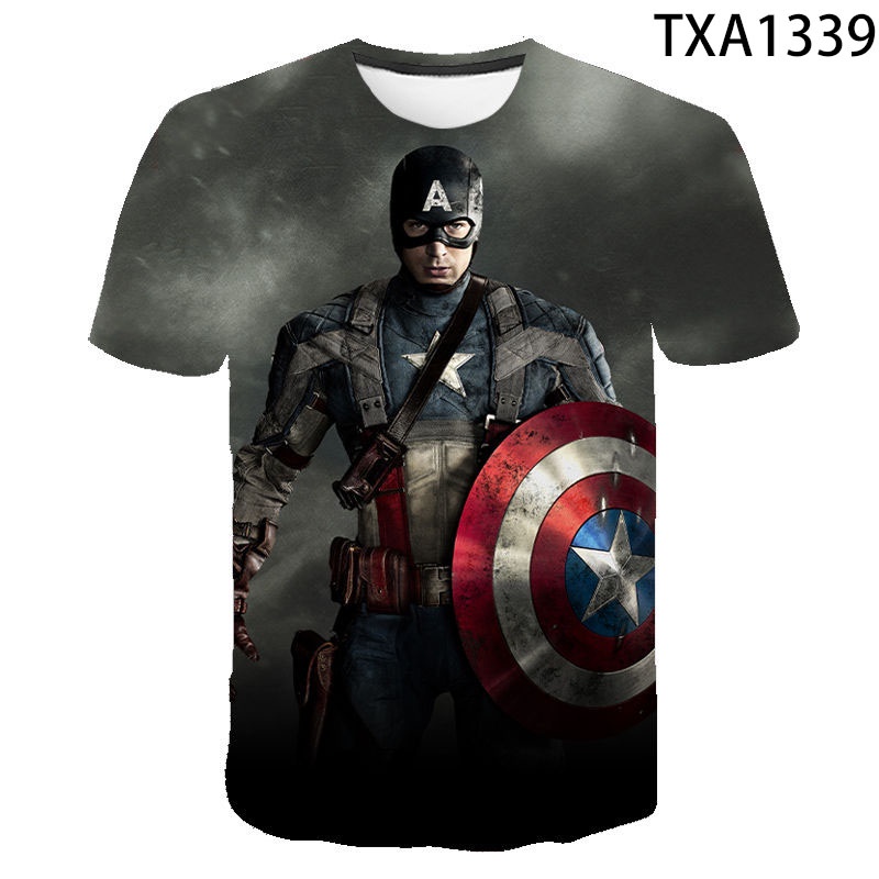 Áo Thun Ngắn Tay In Hình Captain America 3D Thời Trang Mùa Hè 2022 Cho Nữ