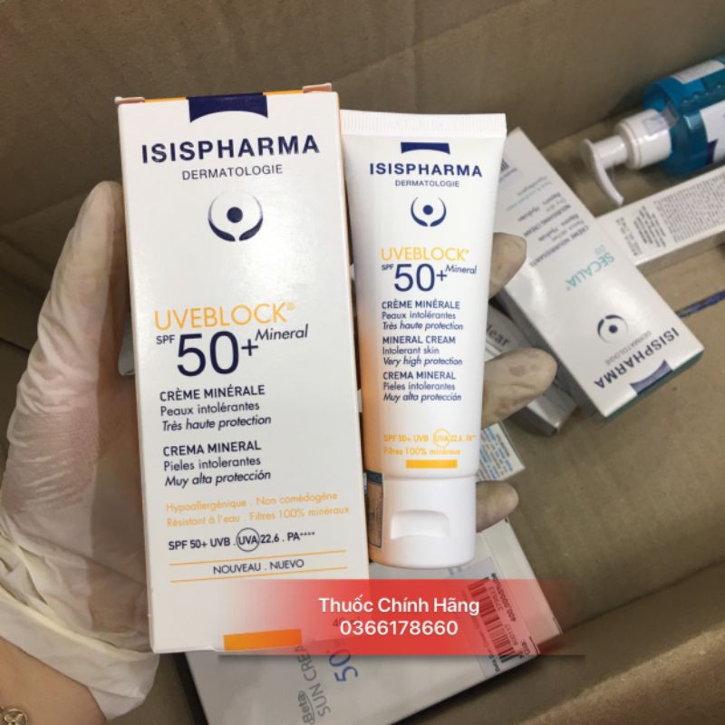 [Chính Hãng] Isispharma UVEBLOCK SPF 50+ (40 ml): Kem chống nắng.