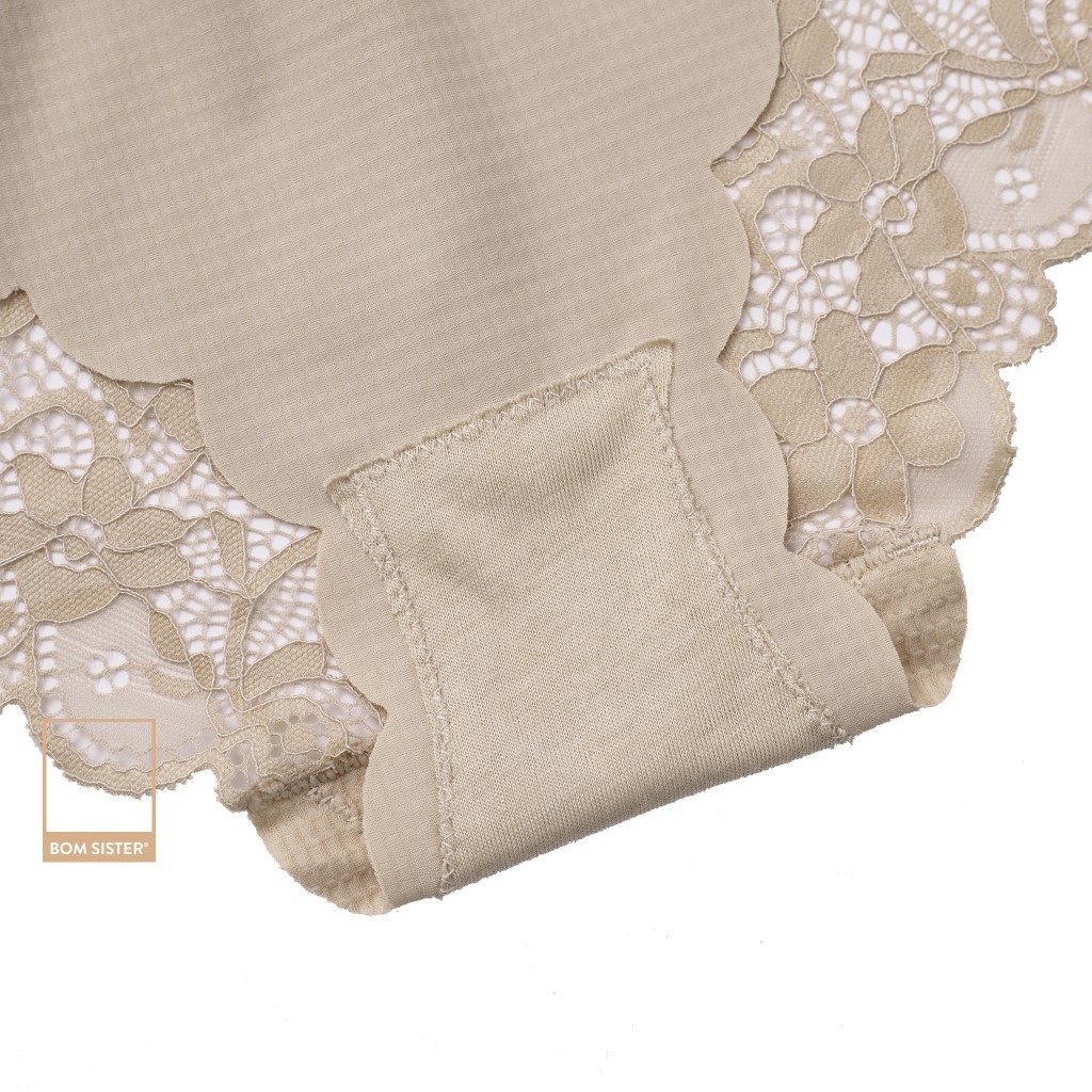 [Mã FAMALLT5 giảm 15% đơn 150k] Quần lót thun phối ren màu trơn BOM SISTER Q2511 | BigBuy360 - bigbuy360.vn