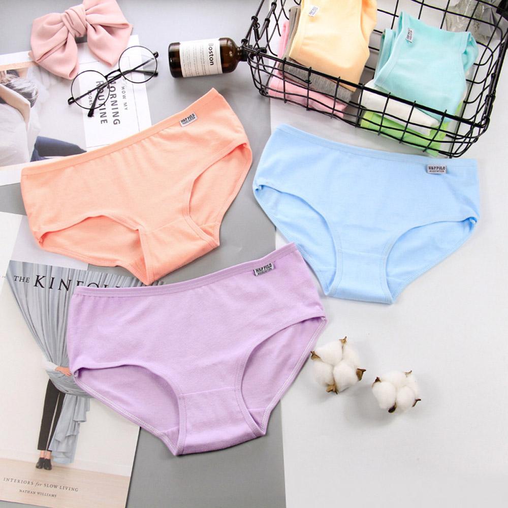 OCEANMAP Quần Lót Cotton Lưng Thấp Màu Sắc Đơn Giản Cho Nữ