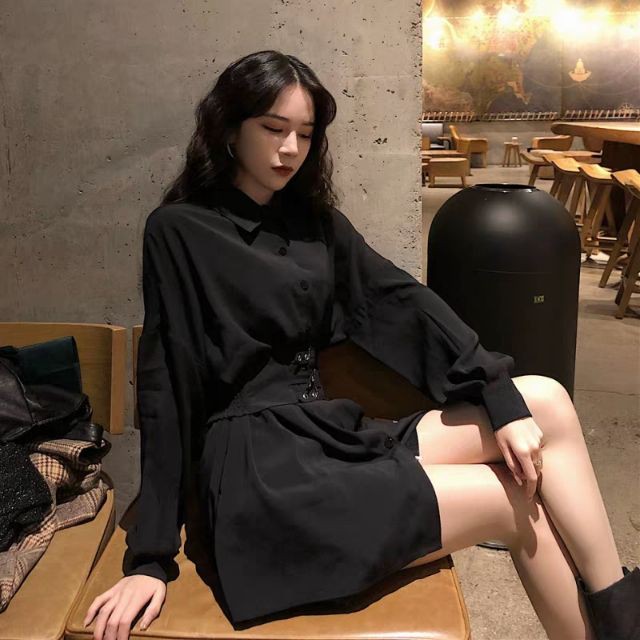 (Sẵn) Đầm sơ mi khoá eo cá tính / Váy sơ mi kèm belt mặc 2 kiểu ( có ảnh thật ) | BigBuy360 - bigbuy360.vn