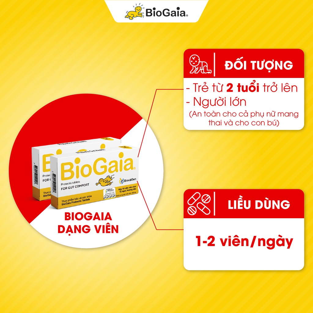 Viên nhai Biogaia: men vi sinh giúp tăng cường hấp thu và miễn dịch