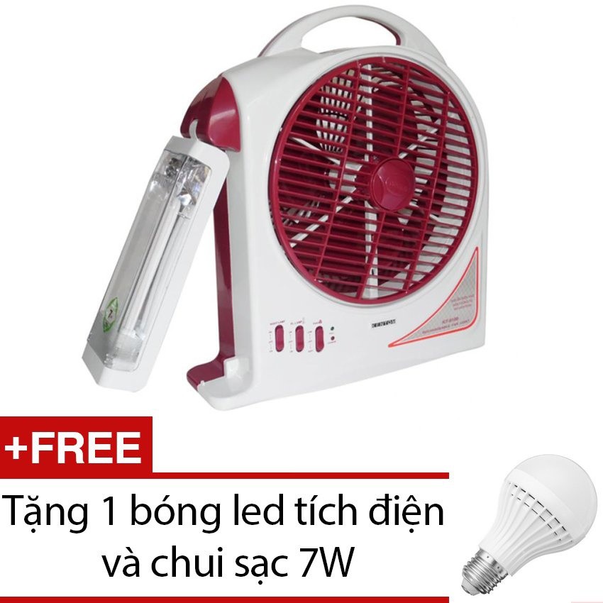 Quạt sạc kiêm đèn sạc Kentom. KT9100 loại 2 bình tặng đèn led- MSCLV