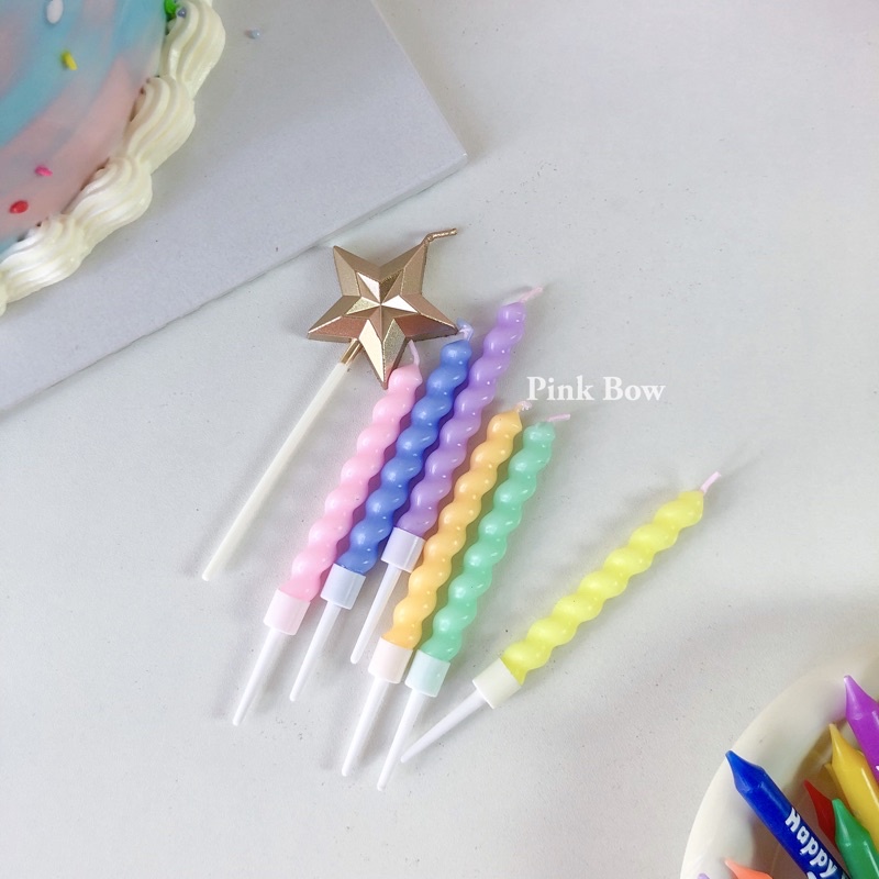 Nến xoắn màu Pastel Hàn Quốc set 6c