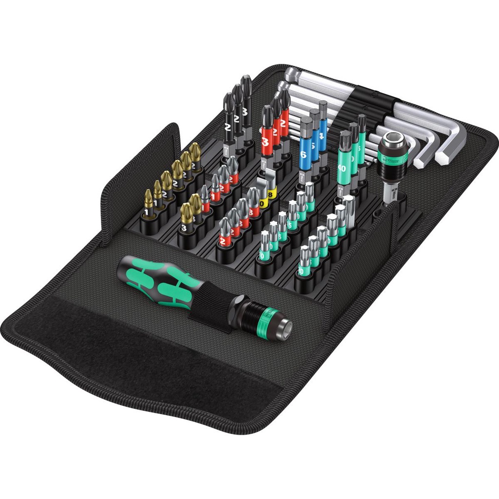 BỘ ĐẦU BIT GỒM 52 CHI TIẾT KÈM CẦN VẶN VÀ LỤC GIÁC WERA 05057460001