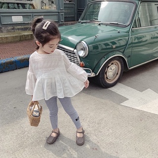 Set áo trắng babydoll quần xám trơn