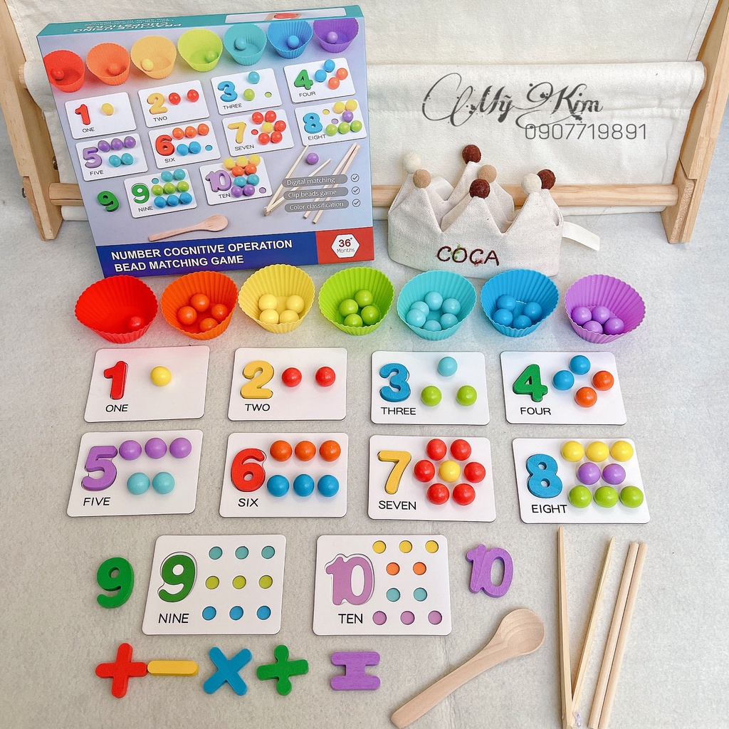 Đồ Chơi Montessori - Xếp Hạt Cầu Vòng - giáo dục sớm trò chơi ghép nối số học đồ chơi dạy học mẫu giáo.