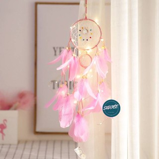 Dreamcatcher handmade màu hồng gắn đèn Led Trang Trí nhà Lung Linh - Baby Princess