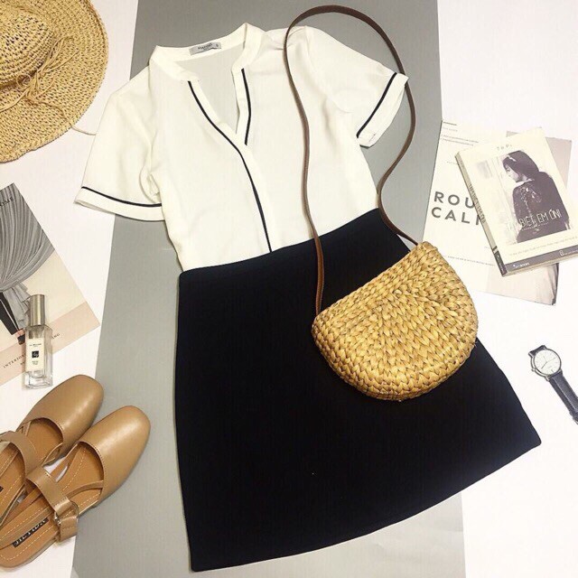 Áo sơ mi công sở nữ lụa viền cổ ba màu trắng, hồng, đen chất lụa mềm mát | BigBuy360 - bigbuy360.vn