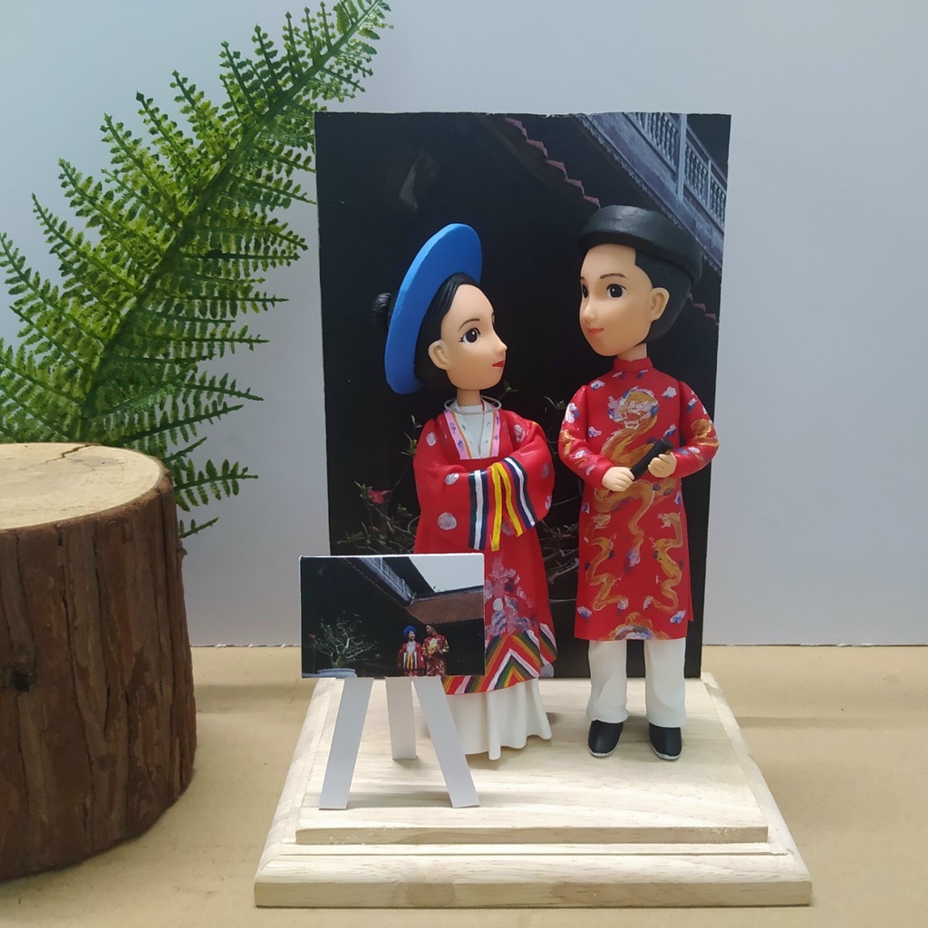 Tượng cặp đôi chibi tình yêu đất sét nhật quà cưới handmade theo yêu cầu