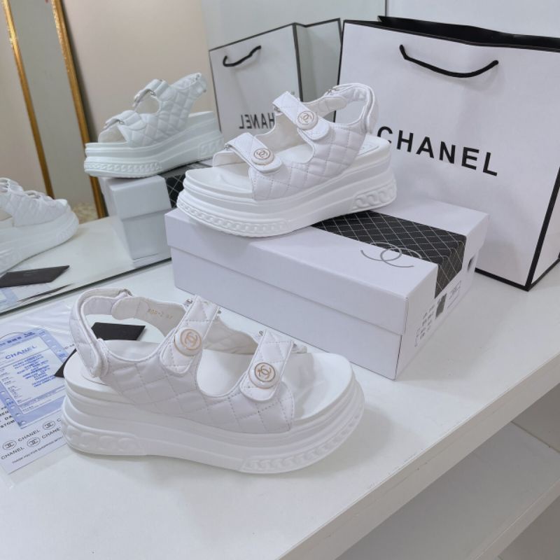 H(ẢNH THẬT) Sandal Quai Dán Đế Bánh Mì 7p Da Mềm Chần Chỉ Fullbox Bill Túi Cao Cấp