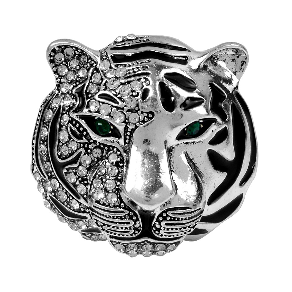 Ghim cài áo hình đầu hổ đính đá thời trang mới cho nam nữ