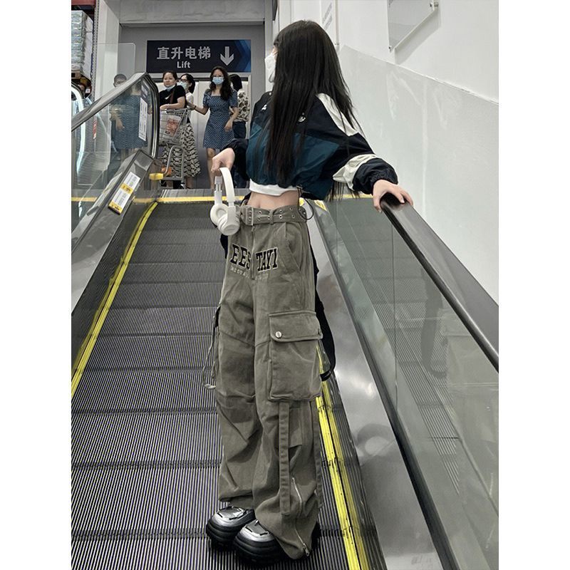 Quần Dài Ống Đứng Lưng Cao Phong Cách Hip Hop Mỹ Retro Thời Trang Mùa Thu Cho Nữ