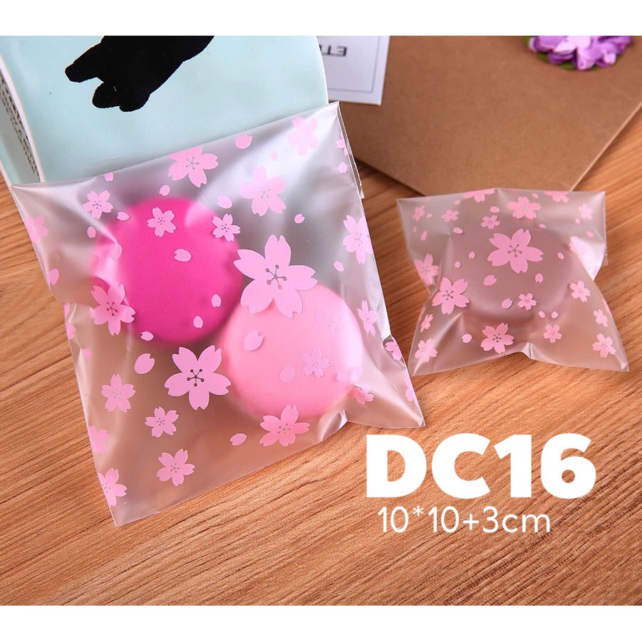 Túi đựng bánh dán miệng hoa đào to DC16 - 100 chiếc