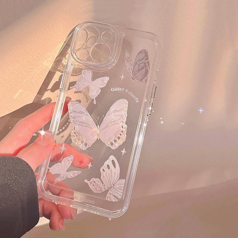 Ốp Điện Thoại Silicon Trong Suốt Họa Tiết Bướm Cho IPhone 11 12 13 Pro Max XS X XR 7 8 6 6S Plus SE 2020