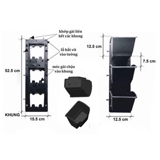 3 chậu cây vườn tường và 1 khung chậu vườn tường trồng cây " hỏa tốc"