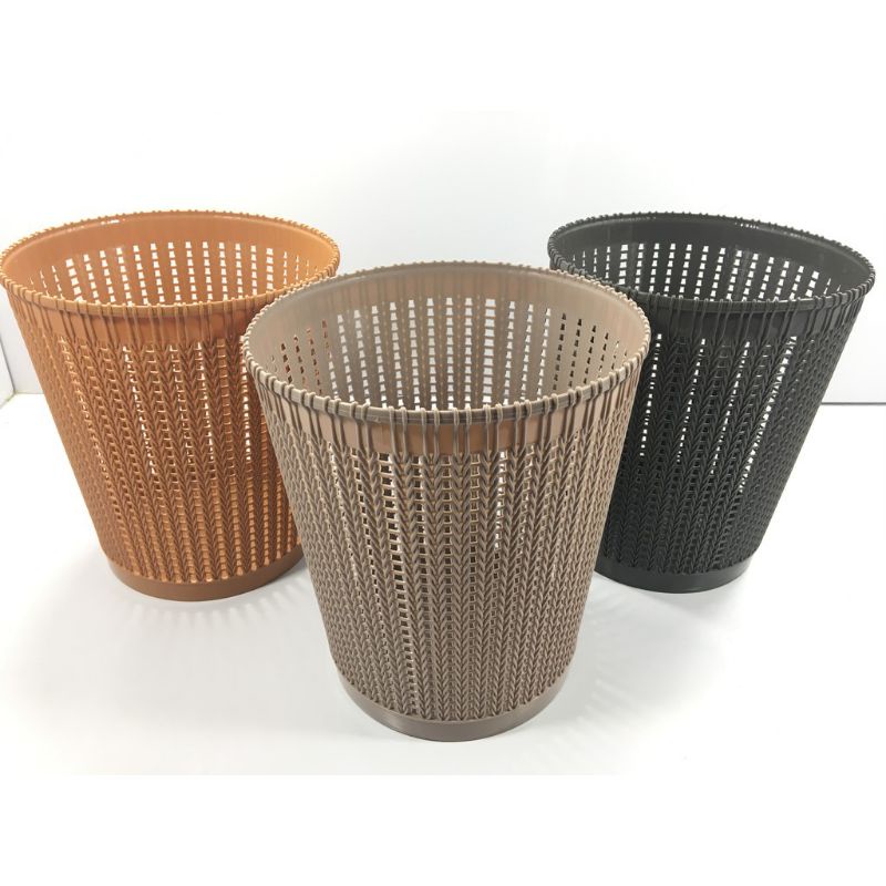 Sọt rác nhựa đan giả mây đa năng, chất liệu cao cấp, kiểu dáng lịch sự