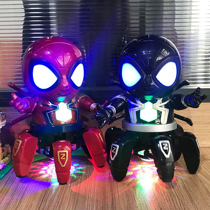 [FREESHIP + Tặng 1 xe oto]Robot Spiderman/Nhện Biết Nhảy Và Hát Xoay 360 Độ loại mới