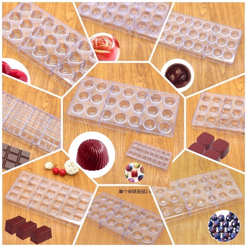 (Rẻ Nhất) Khuôn nhựa cứng làm socola bonbon nhiều mẫu / khuôn làm thạch cao cấp nhựa mica