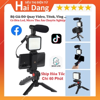 Mua Micro Thu Âm + Đèn LED + Giá ĐT Quay Vlog Shot Kit - Dùng Cho Máy Ảnh Điện Thoại Quay Video Livestream - Bảo Hành 12