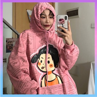 <M-XL> ÁO HOODIE FORM RỘNG HÌNH VẼ CÔ BÉ SIÊU KEWL - ORDER 10 NGÀY bm31