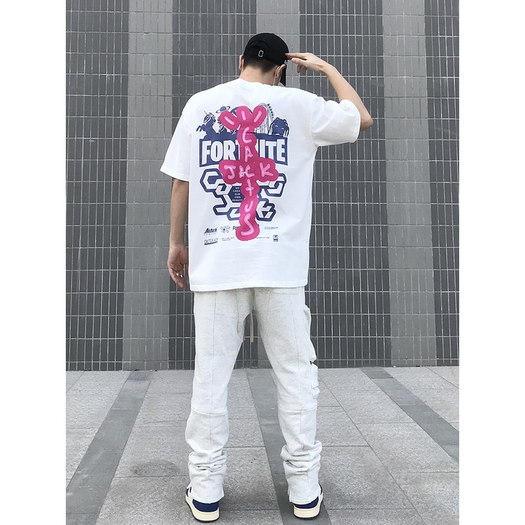 Travis Scott high street tide brand TS Fortnite printed couple loose short-sleeved T-shirt ins hip-hop TEE