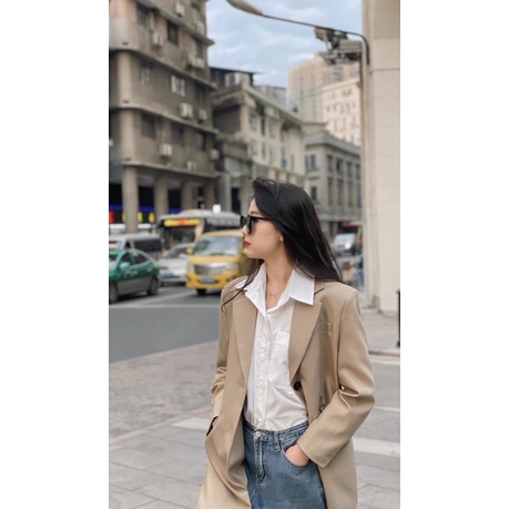 [Oder-Ảnh thật+feedback] Áo vest,Áo blazer dáng dài kèm đai phong cách Hàn Quốc