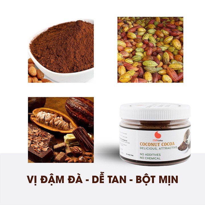 Bột Cacao Sữa Dừa Light Coffee Combo 2 Hũ - 230g/hũ vị thơm ngon béo tự nhiên, không hương liệu