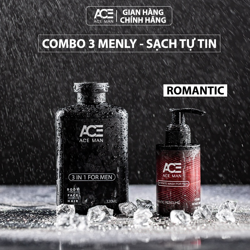 COMBO Sữa tắm toàn thân ACEMAN 320 ML & Dung dịch vệ sinh nam ACEMAN 100 ML