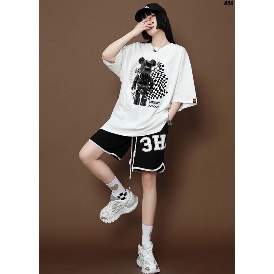 Áo thun nam nữ tay lỡ unisex form rộng Gấu Bear Brick Caro 856.