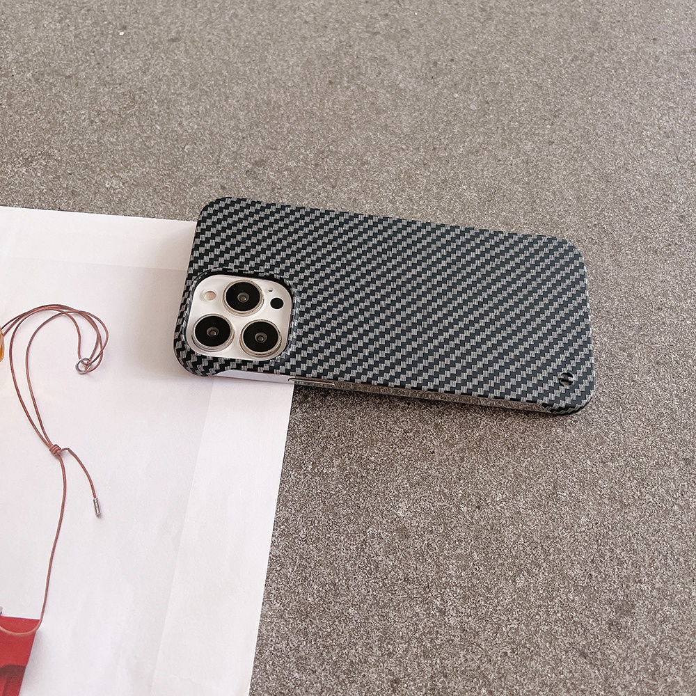 Ốp Điện Thoại Nhựa Cứng Kết Cấu Sợi Carbon Không Viền Cho iPhone 13 12 Mini 11 12 13 Pro XS Max XR X 8 7 Plus