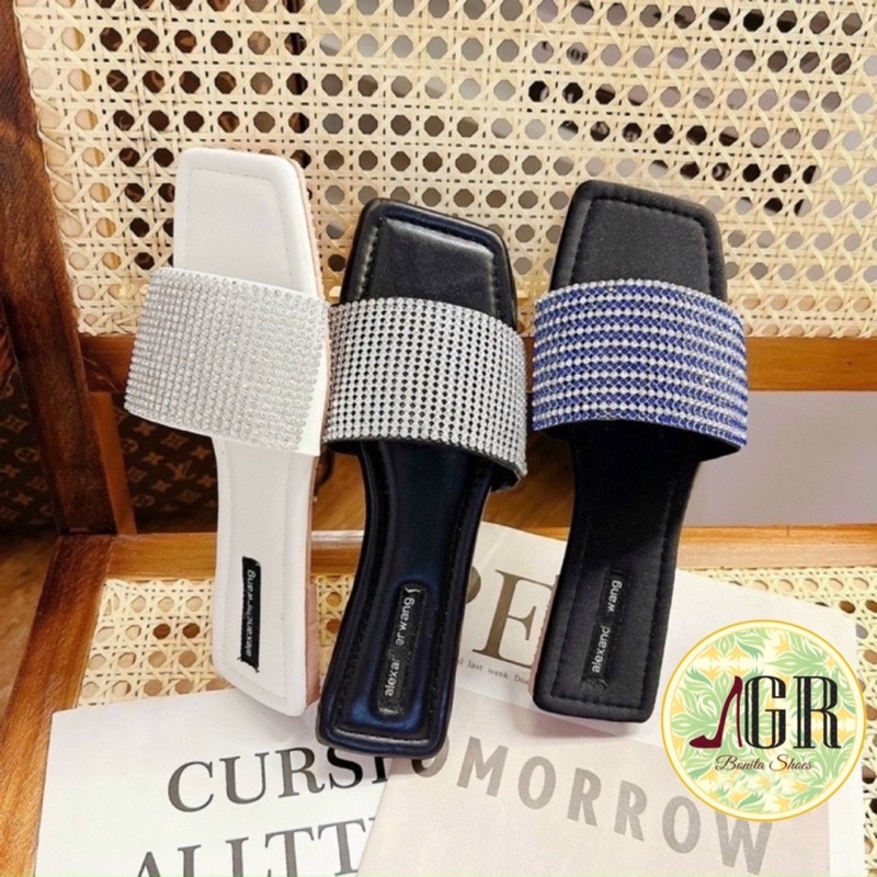 Dép bản ngang đính hạt đá sáng đế chắc