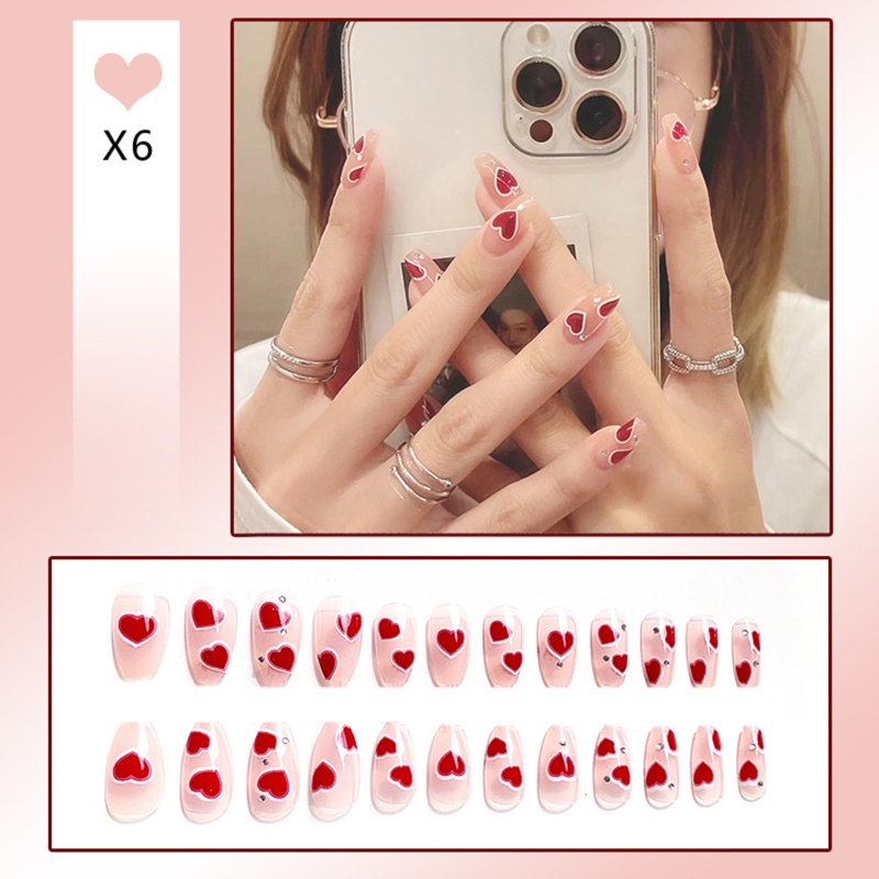 Bộ Móng Tay Giả Đính Đá Màu Gradient Dùng Trang Trí