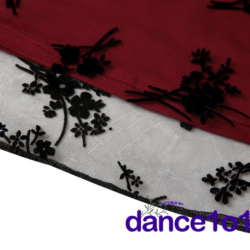 Đầm hai dây cổ thấp viền ren thêu họa tiết lá cây cho nữ