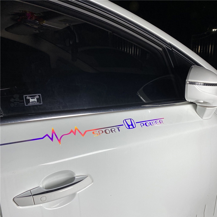 Cặp Tem decal dán xe phản quang lazer sport power 65x6cm