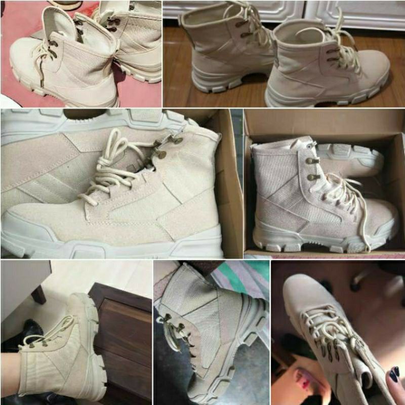 THANH LÝ MỚI Giày thể thao sneakers nữ thu đông Hàn Quốc cao cổ màu kem siêu chất size 39
