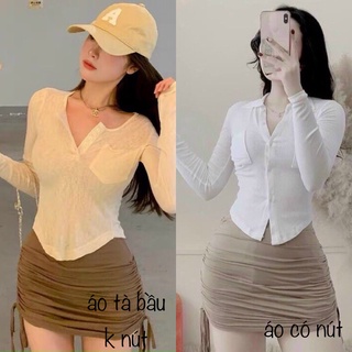 Set áo thun tà bầu kèm chân váy rút dây