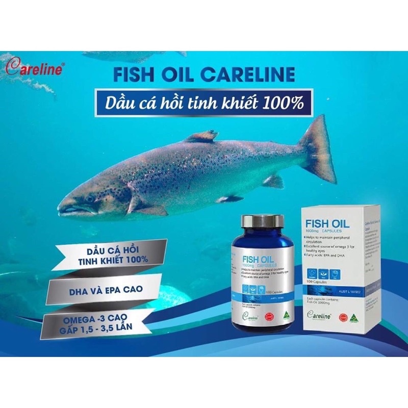 ✅🎁 FISH OIL (SALMON) 1000mg - Dầu cá hồi Nhập khẩu chính hãng Careline Úc hộp 100 viên, 300 viên