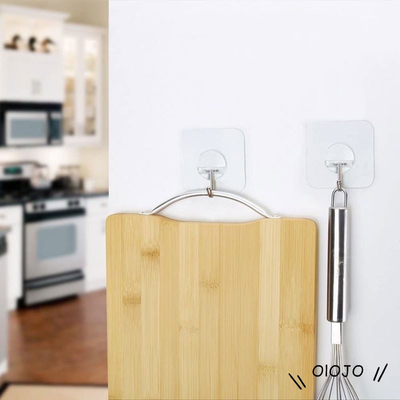 1 Bộ Móc Dán Tường Trong Suốt Hình Tròn Chịu Tải Nặng Chống Nước Cho Nhà Bếp / Phòng Tắm