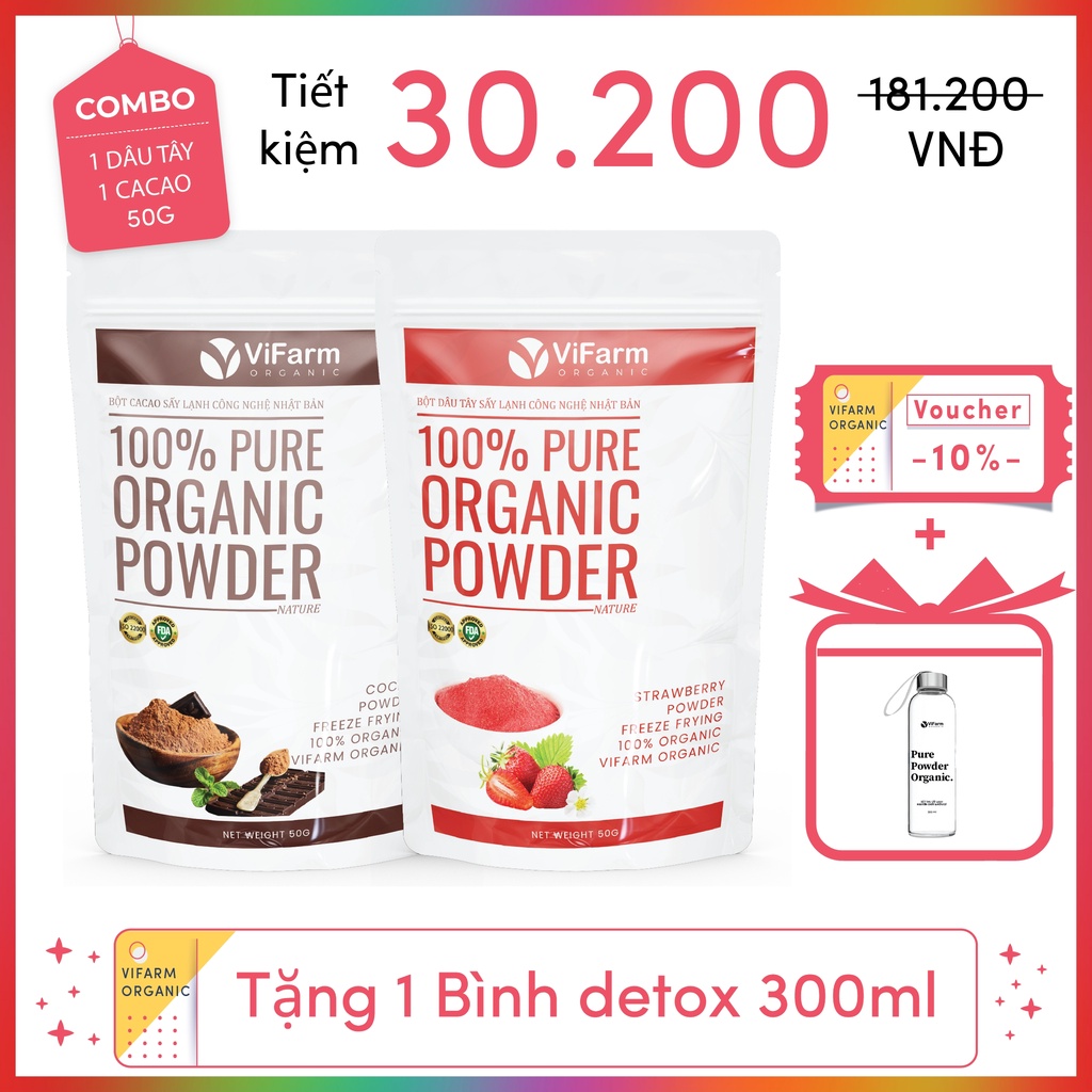 Bột Dâu Tây Nguyên Chất 50g, Bột Dâu Tây Sấy Lạnh, Làm Đẹp Da, Làm Bánh