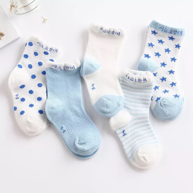 Set 5 Đôi Tất Cho Bé Cổ Cao Nhiều Màu Cute Siêu Ấm BT15 Siêu Thích