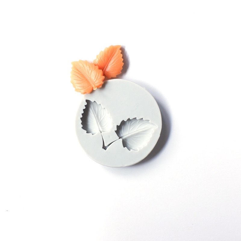 khuôn silicon 2 lá nhí trang trí bánh