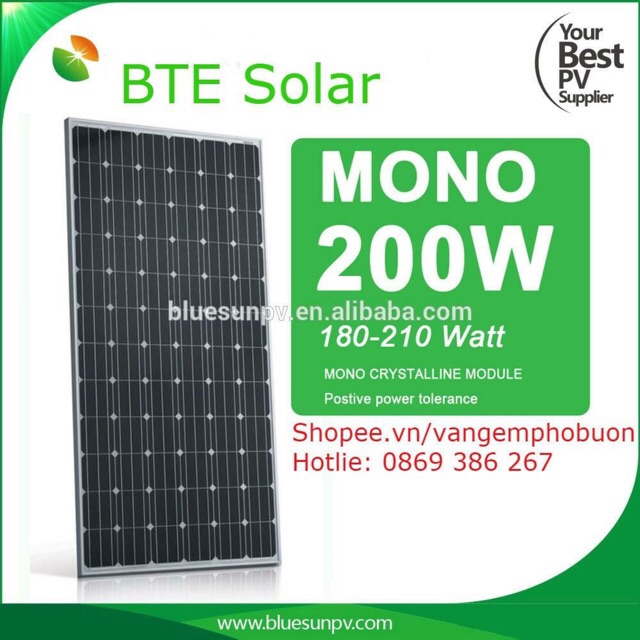 pin mặt trời mono 200w BTE Solar