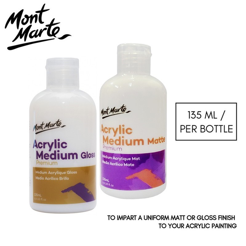 DUNG DỊCH PHA MÀU MONT MARTE ACRYLIC MEDIUM GLOSS, MATTE, FLOW LỌ 135ML/250ML