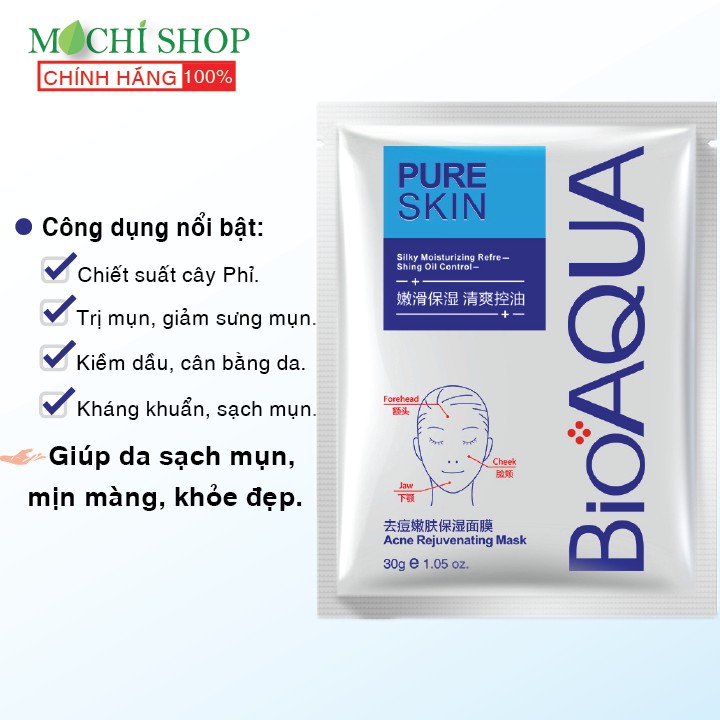 Mặt Nạ Ngừa Mụn Pure Skin BIOAQUA, Ngăn Ngừa Mụn Đỏ, Trứng Cá, Cám, Kiềm Dầu Mask Nội Địa Trung - MOCHI SHOP