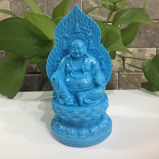 Phật di lặc cao 17 cm màu xanh dương mang bình an hoan hỉ