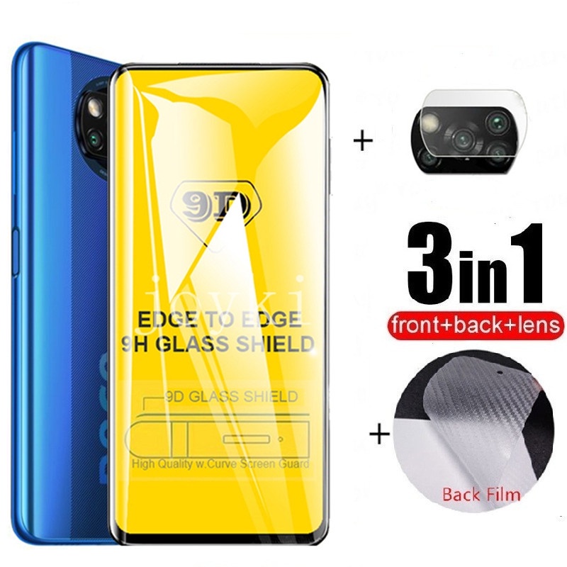 Ốp Điện Thoại Kính Cường Lực 3 Trong 1 Cho Xiaomi MI 10 Redmi Note 4 5 7 8 9 10 11 E Pro 9S 10S 11T 11S 4X Pro 10A 10C Lite