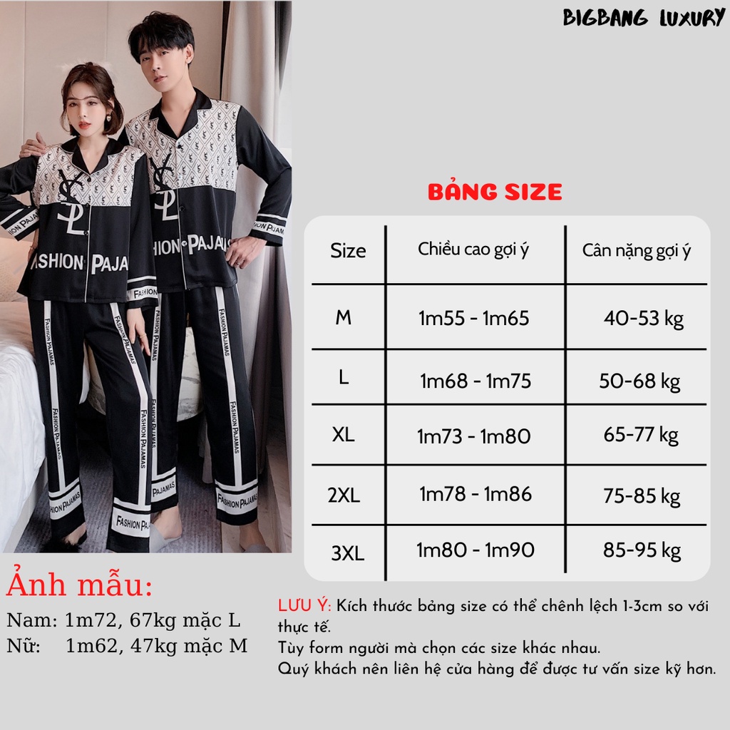 Bộ Pijama Nam Nữ Lụa Cao Cấp Bigbang Luxury - Bộ Đồ Ngủ Đôi Lụa Mềm Mại Siêu Đẹp Dành Cho Các Cặp Đôi
