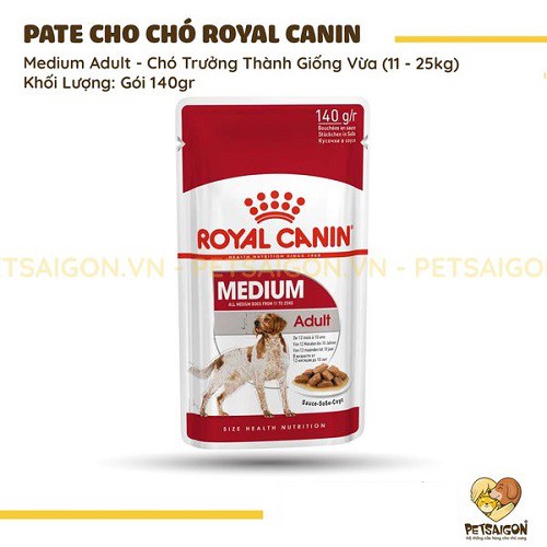 [CHÍNH HÃNG] ROYAL CANIN - THỨC ĂN ƯỚT CHO CHÓ MEDIUM ADULT - GÓI 140G